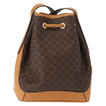 CELINE Macadam Canvas Shoulder Bag PVC Leather Brown Gold Auth 156021 - 0