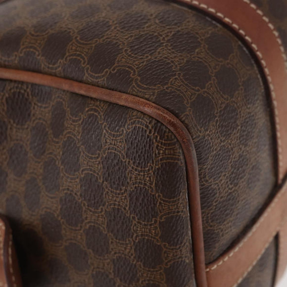 CELINE Macadam Canvas Boston Bag PVC Brown Gold Auth 156022