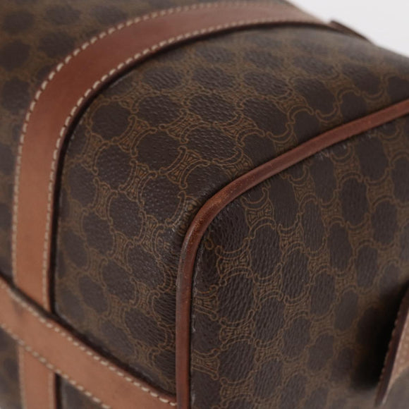 CELINE Macadam Canvas Boston Bag PVC Brown Gold Auth 156022