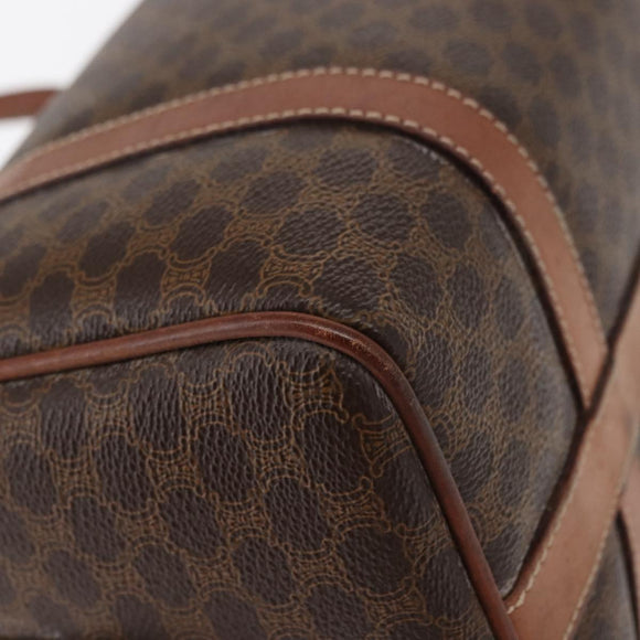 CELINE Macadam Canvas Boston Bag PVC Brown Gold Auth 156022