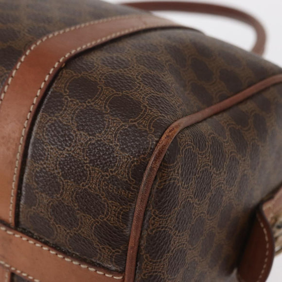 CELINE Macadam Canvas Boston Bag PVC Brown Gold Auth 156022