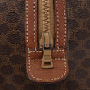 CELINE Macadam Canvas Boston Bag PVC Brown Gold Auth 156022-14