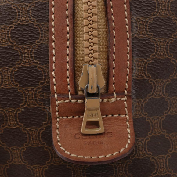 CELINE Macadam Canvas Boston Bag PVC Brown Gold Auth 156022