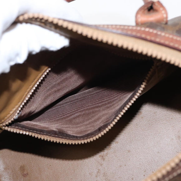 CELINE Macadam Canvas Boston Bag PVC Brown Gold Auth 156022