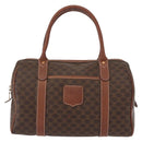 CELINE Macadam Canvas Boston Bag PVC Brown Gold Auth 156022-2