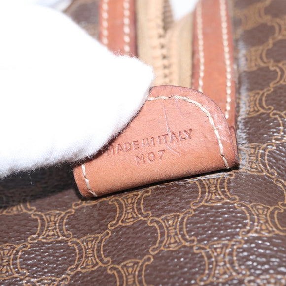 CELINE Macadam Canvas Boston Bag PVC Brown Gold Auth 156022