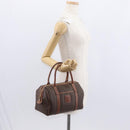 CELINE Macadam Canvas Boston Bag PVC Brown Gold Auth 156022-21