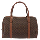 CELINE Macadam Canvas Boston Bag PVC Brown Gold Auth 156022-3