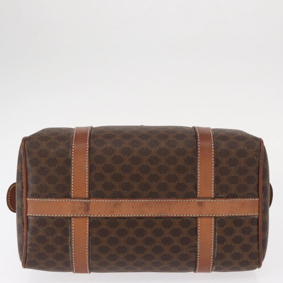 CELINE Macadam Canvas Boston Bag PVC Brown Gold Auth 156022