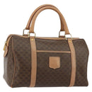 CELINE Macadam Canvas Boston Bag PVC Brown Gold Auth 156023-1