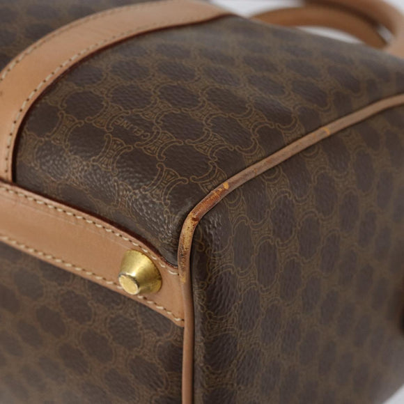 CELINE Macadam Canvas Boston Bag PVC Brown Gold Auth 156023