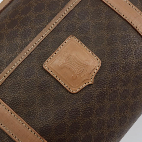 CELINE Macadam Canvas Boston Bag PVC Brown Gold Auth 156023