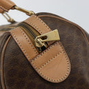 CELINE Macadam Canvas Boston Bag PVC Brown Gold Auth 156023-17