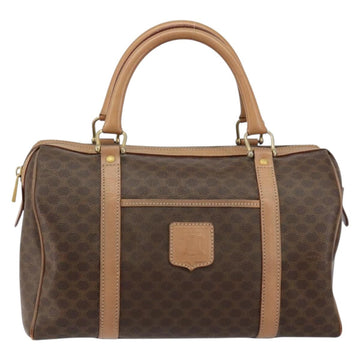 CELINE Macadam Canvas Boston Bag PVC Brown Gold Auth 156023 - 0