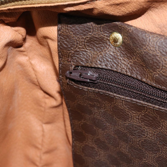 CELINE Macadam Canvas Boston Bag PVC Brown Gold Auth 156023