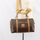 CELINE Macadam Canvas Boston Bag PVC Brown Gold Auth 156023-23