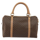 CELINE Macadam Canvas Boston Bag PVC Brown Gold Auth 156023-3