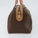 CELINE Macadam Canvas Boston Bag PVC Brown Gold Auth 156023-4