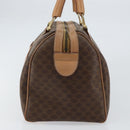 CELINE Macadam Canvas Boston Bag PVC Brown Gold Auth 156023-5