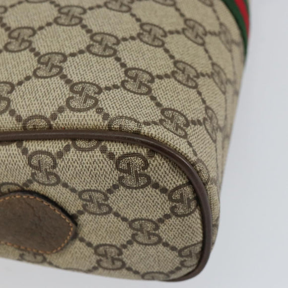 GUCCI GG Supreme Web Sherry Line Shoulder Bag PVC Beige Gold Auth 156026