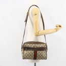 GUCCI GG Supreme Web Sherry Line Shoulder Bag PVC Beige Gold Auth 156026-25
