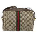 GUCCI GG Supreme Web Sherry Line Shoulder Bag PVC Beige Gold Auth 156026-2