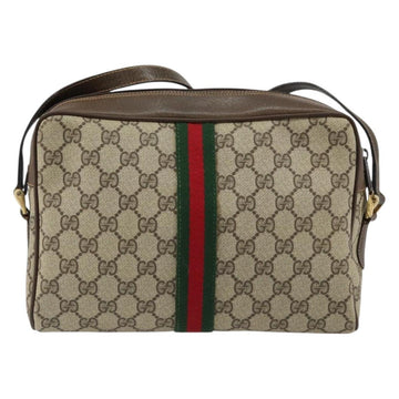 GUCCI GG Supreme Web Sherry Line Shoulder Bag PVC Beige Gold Auth 156026 - 0