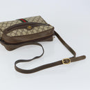 GUCCI GG Supreme Web Sherry Line Shoulder Bag PVC Beige Gold Auth 156026-7