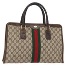 GUCCI GG Supreme Web Sherry Line Hand Bag PVC Beige Gold 010 378 Auth 156033-1