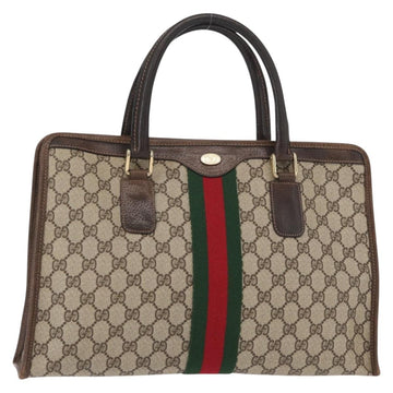 GUCCI GG Supreme Web Sherry Line Hand Bag PVC Beige Gold 010 378 Auth 156033