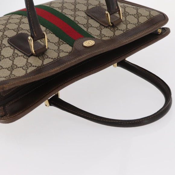 GUCCI GG Supreme Web Sherry Line Hand Bag PVC Beige Gold 010 378 Auth 156033