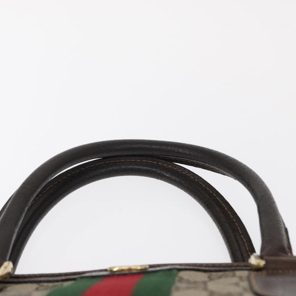 GUCCI GG Supreme Web Sherry Line Hand Bag PVC Beige Gold 010 378 Auth 156033