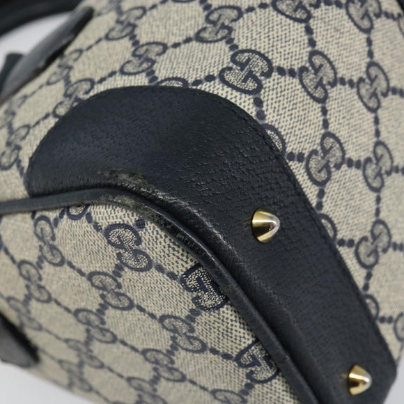 GUCCI GG Supreme Sherry Line Boston Bag PVC Navy Gold 002 39 0069 Auth 156034