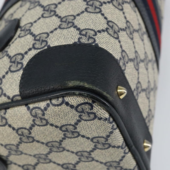 GUCCI GG Supreme Sherry Line Boston Bag PVC Navy Gold 002 39 0069 Auth 156034