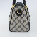 GUCCI GG Supreme Sherry Line Boston Bag PVC Navy Gold 002 39 0069 Auth 156034-4