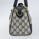 GUCCI GG Supreme Sherry Line Boston Bag PVC Navy Gold 002 39 0069 Auth 156034-5