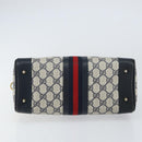 GUCCI GG Supreme Sherry Line Boston Bag PVC Navy Gold 002 39 0069 Auth 156034-9