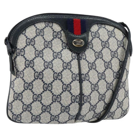 GUCCI GG Supreme Sherry Line Shoulder Bag PVC Red Navy Auth 156035