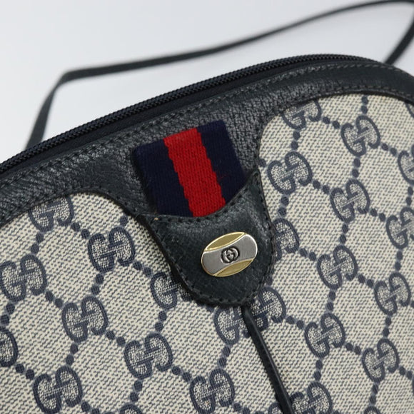 GUCCI GG Supreme Sherry Line Shoulder Bag PVC Red Navy Auth 156035