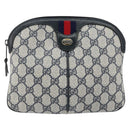 GUCCI GG Supreme Sherry Line Shoulder Bag PVC Red Navy Auth 156035-13