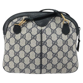 GUCCI GG Supreme Sherry Line Shoulder Bag PVC Red Navy Auth 156035 - 0