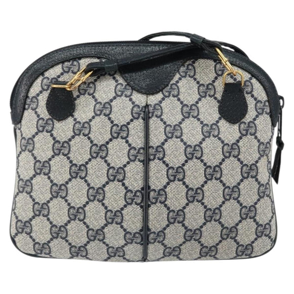 GUCCI GG Supreme Sherry Line Shoulder Bag PVC Red Navy Auth 156035