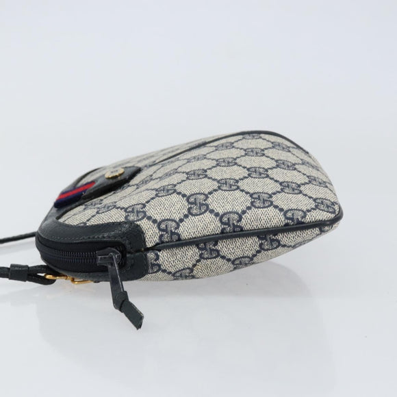 GUCCI GG Supreme Sherry Line Shoulder Bag PVC Red Navy Auth 156035