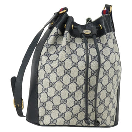 GUCCI GG Supreme Sherry Line Shoulder Bag PVC Red Navy 14 02 034 Auth 156036