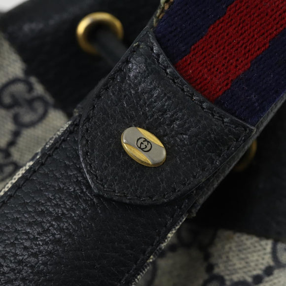 GUCCI GG Supreme Sherry Line Shoulder Bag PVC Red Navy 14 02 034 Auth 156036