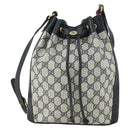 GUCCI GG Supreme Sherry Line Shoulder Bag PVC Red Navy 14 02 034 Auth 156036-2