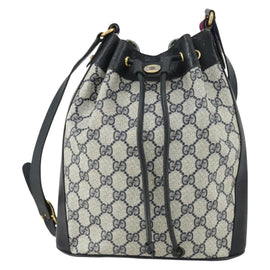 GUCCI GG Supreme Sherry Line Shoulder Bag PVC Red Navy 14 02 034 Auth 156036 - 0