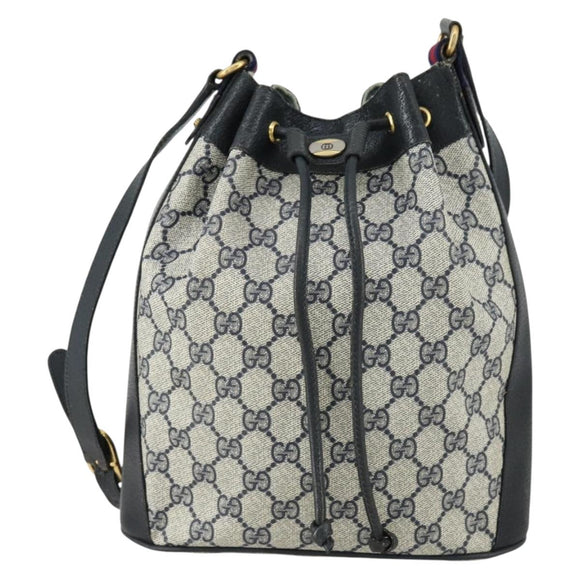 GUCCI GG Supreme Sherry Line Shoulder Bag PVC Red Navy 14 02 034 Auth 156036