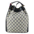 GUCCI GG Supreme Sherry Line Shoulder Bag PVC Red Navy 14 02 034 Auth 156036-3