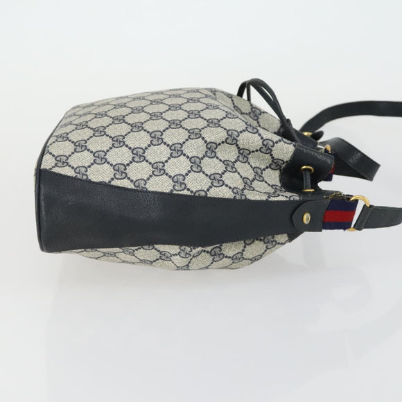 GUCCI GG Supreme Sherry Line Shoulder Bag PVC Red Navy 14 02 034 Auth 156036